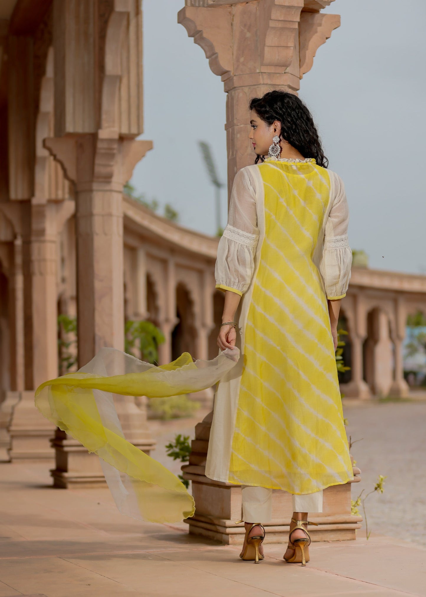 Resham Roses Ivory & Yellow Kurta Set