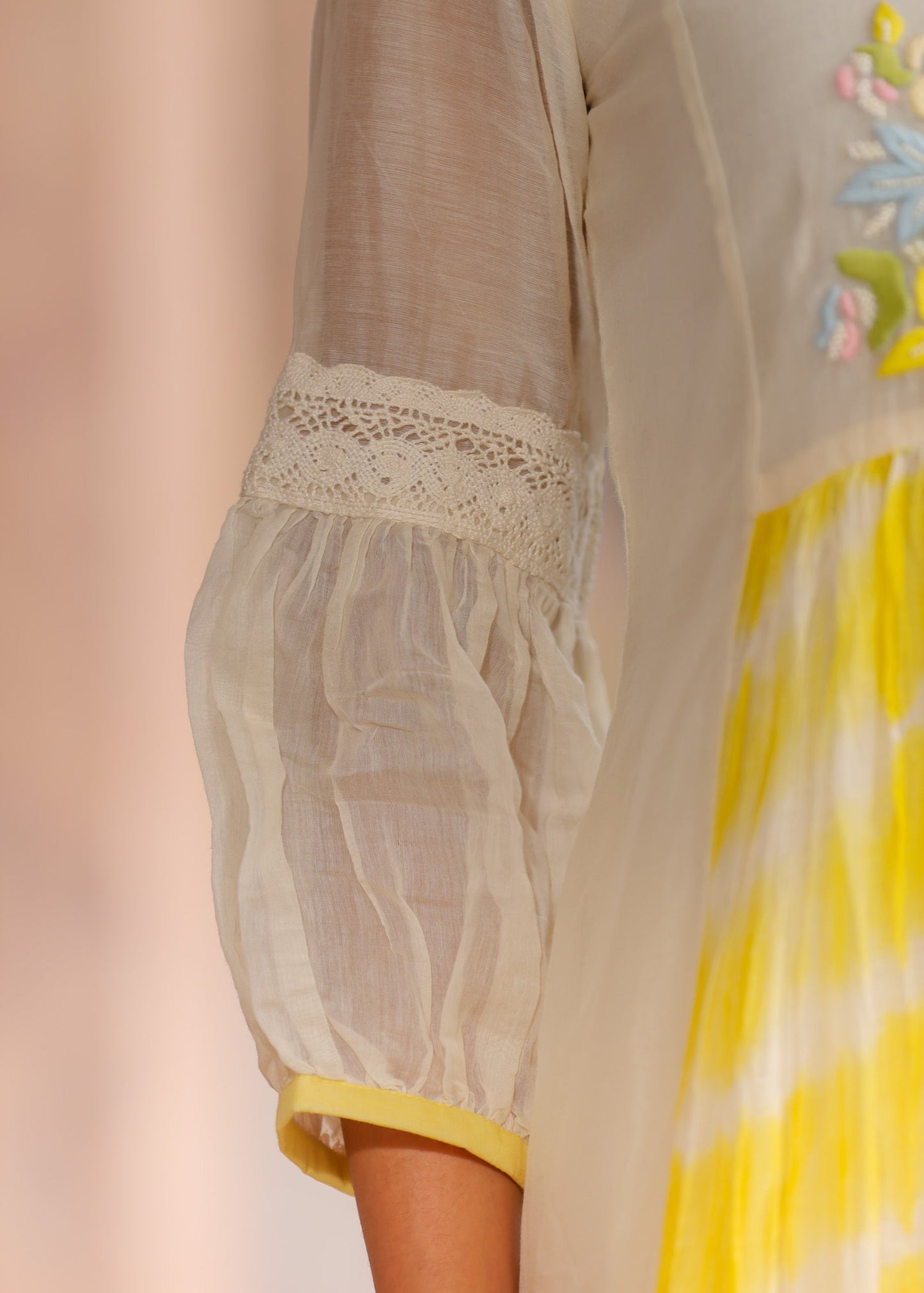 Resham Roses Ivory & Yellow Kurta Set