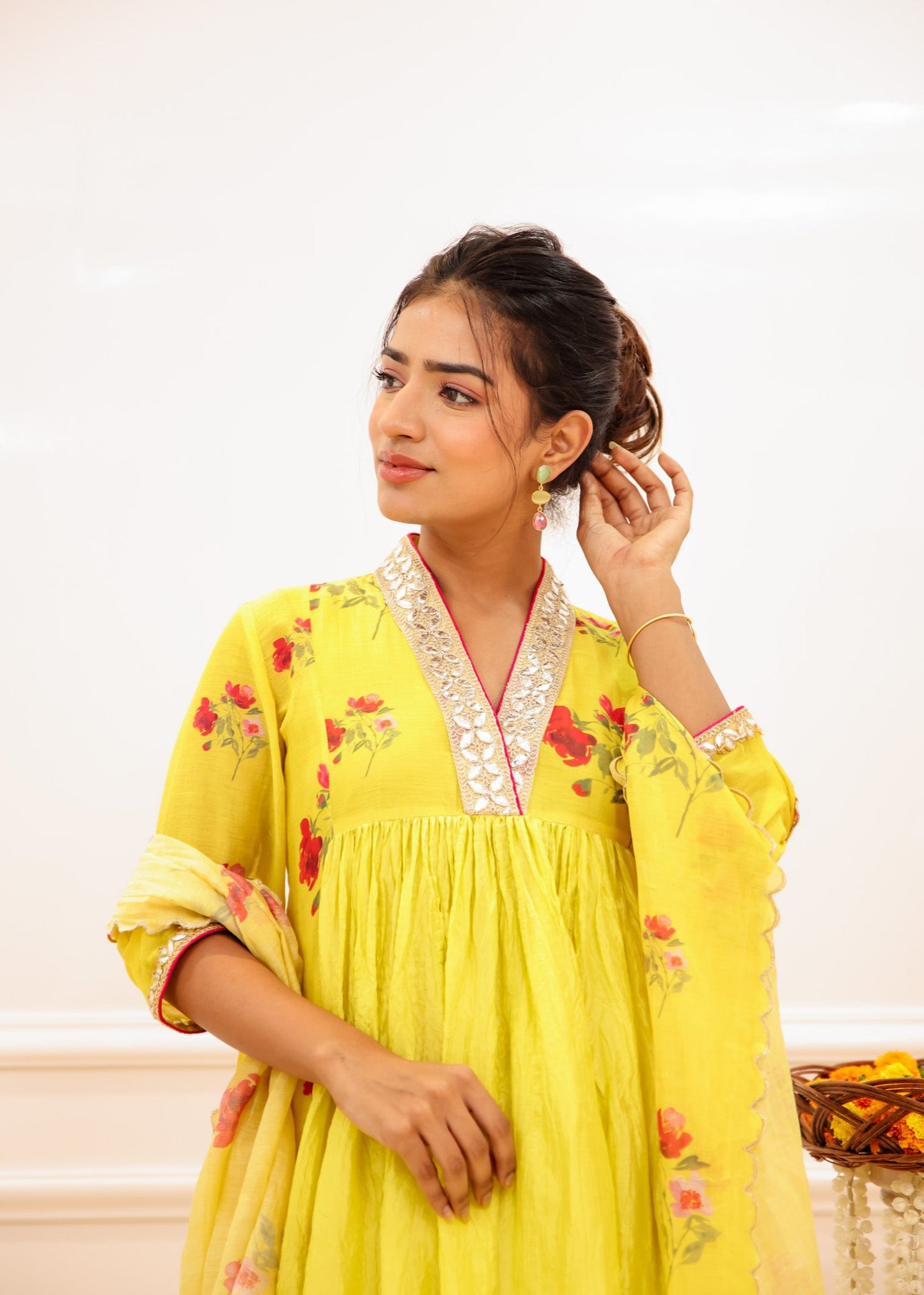 Yellow Floral Sharara Set