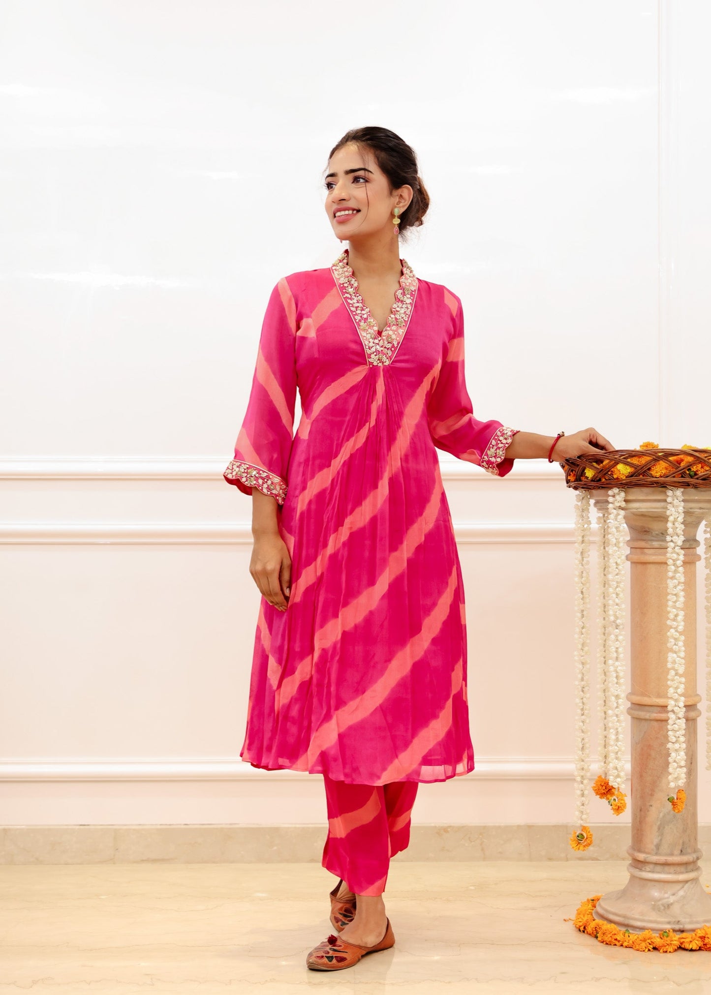 Fuchsia Pink Lehar Kurta Set
