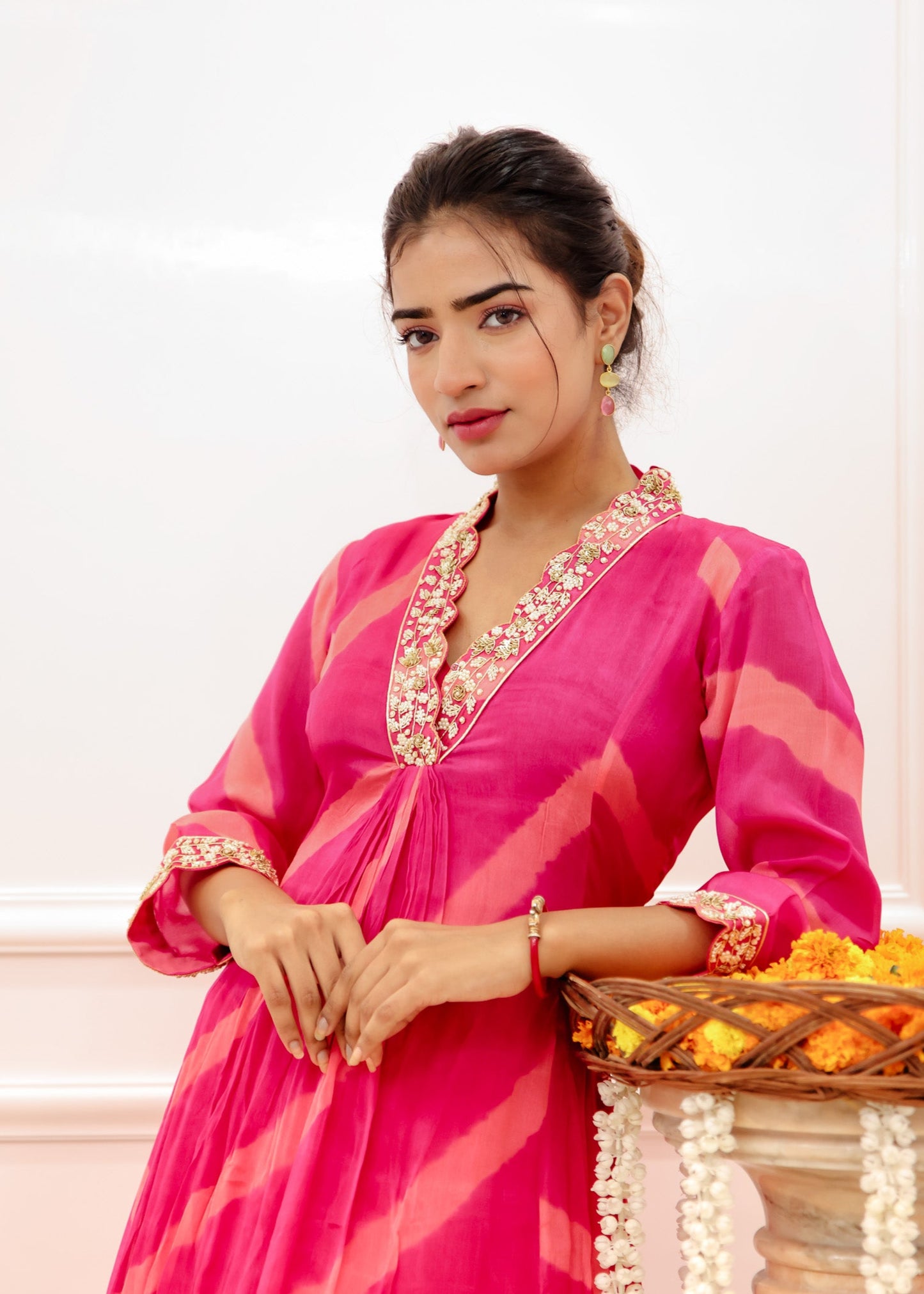 Fuchsia Pink Lehar Kurta Set