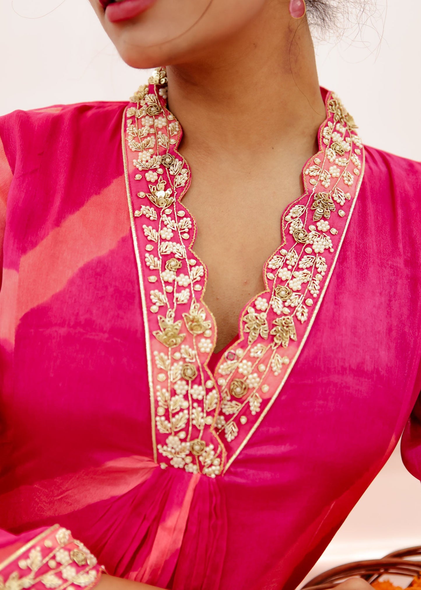 Fuchsia Pink Lehar Kurta Set