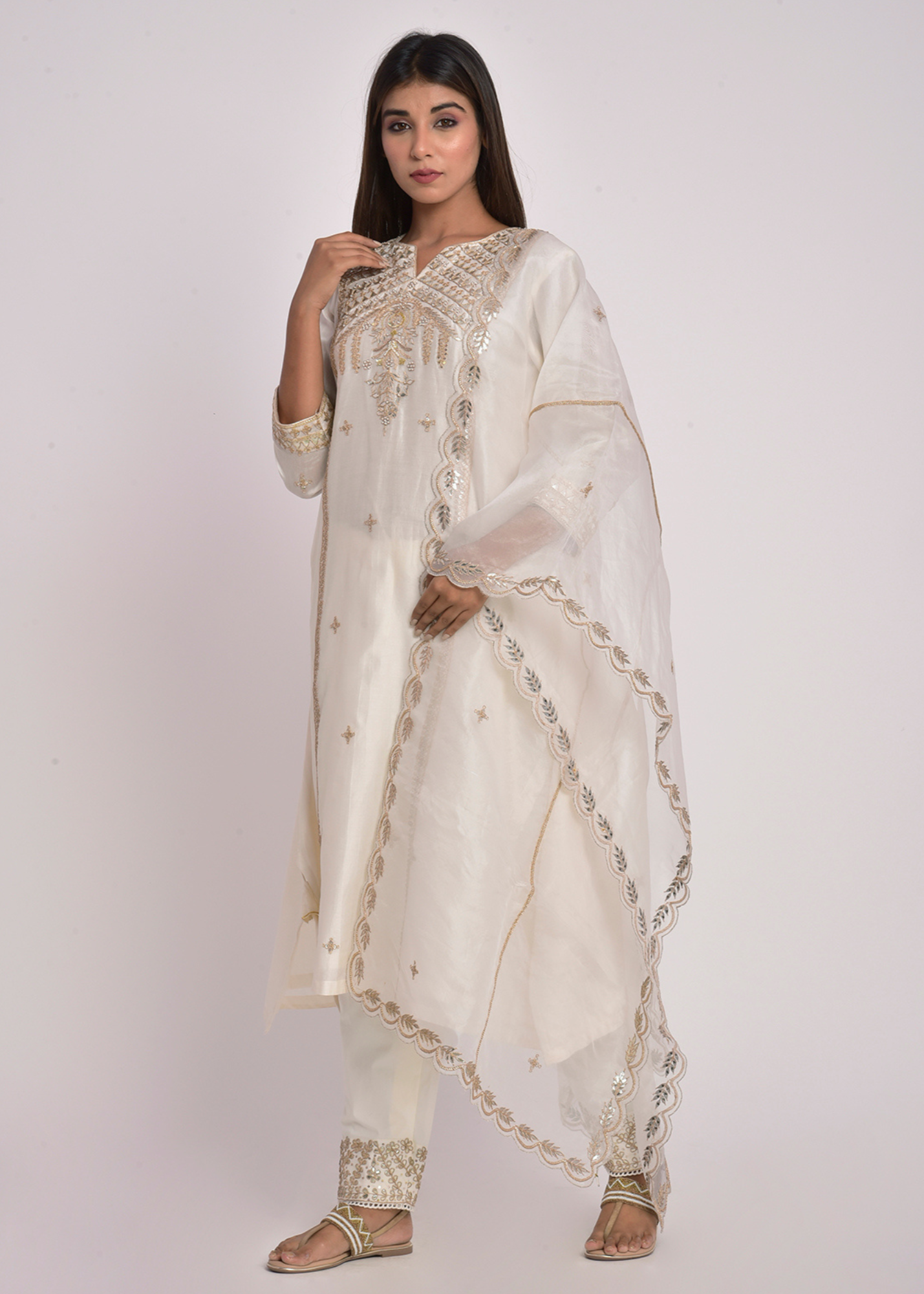 Ivory Gota Kurta Set