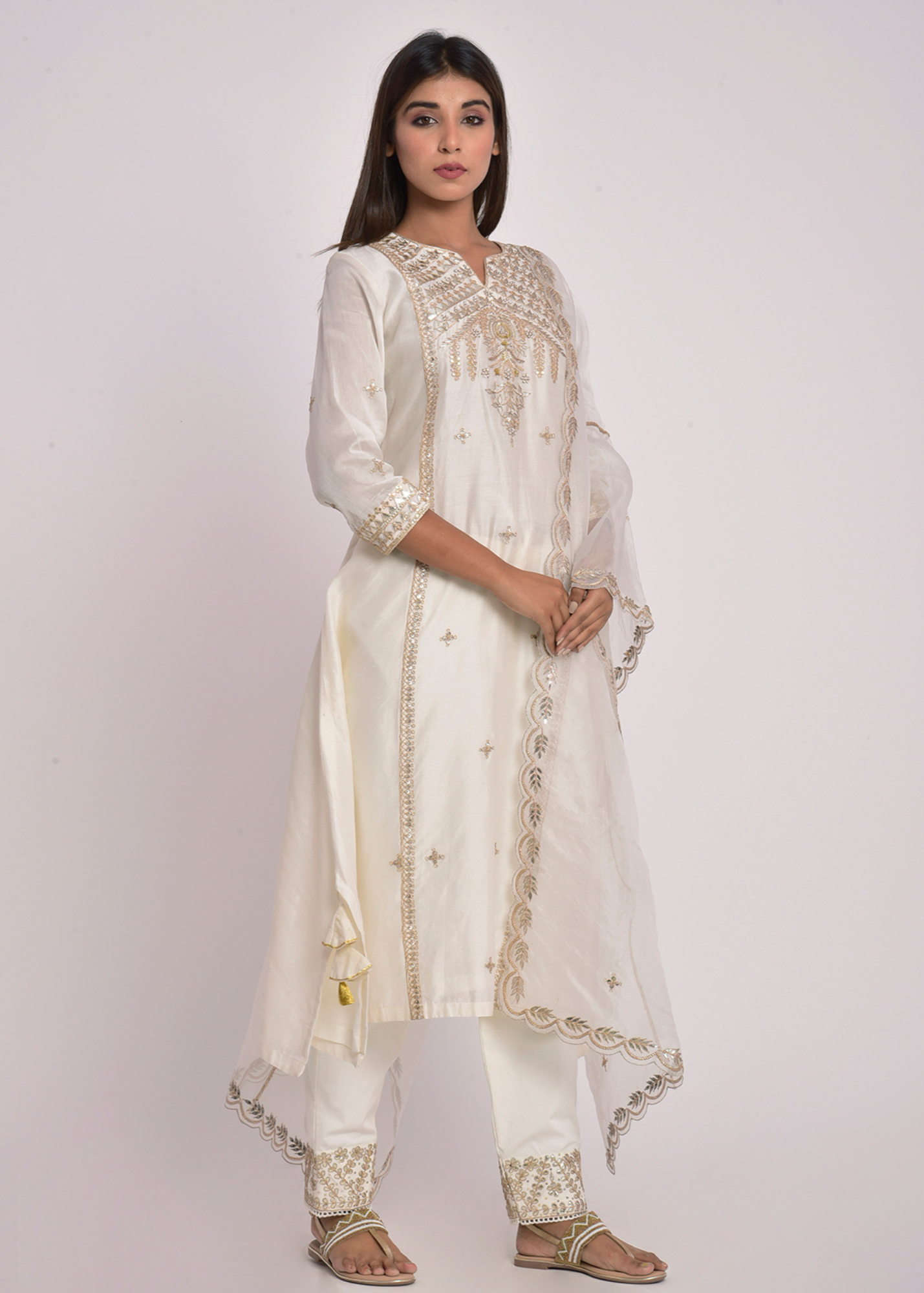 Ivory Gota Kurta Set