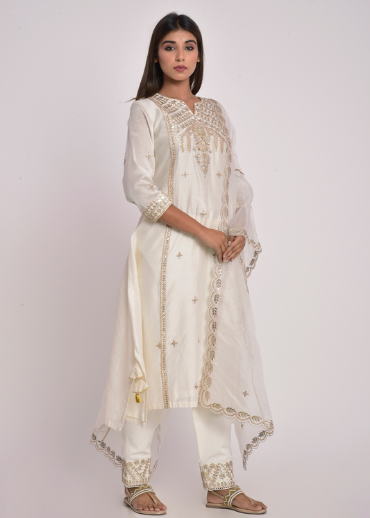 Ivory Gota Kurta Set
