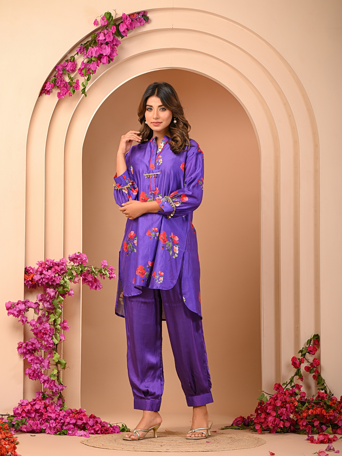 Amethyst Floral Short Kurta Set