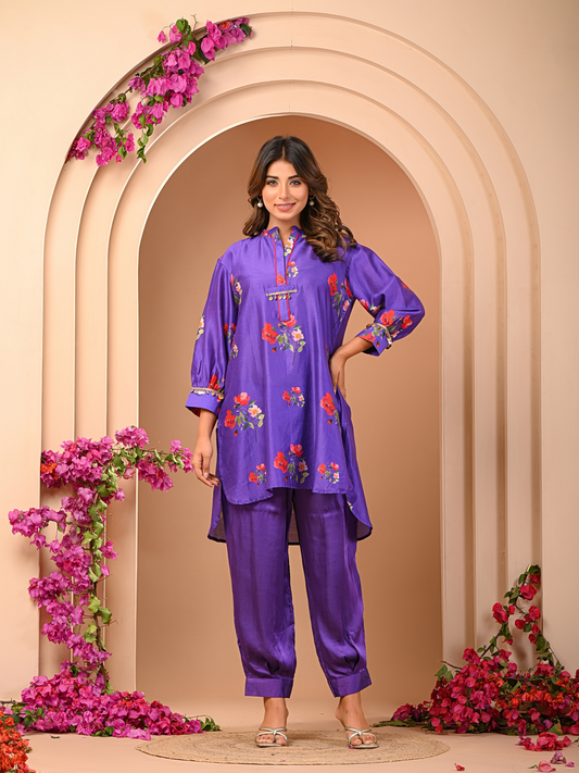 Amethyst Floral Short Kurta Set