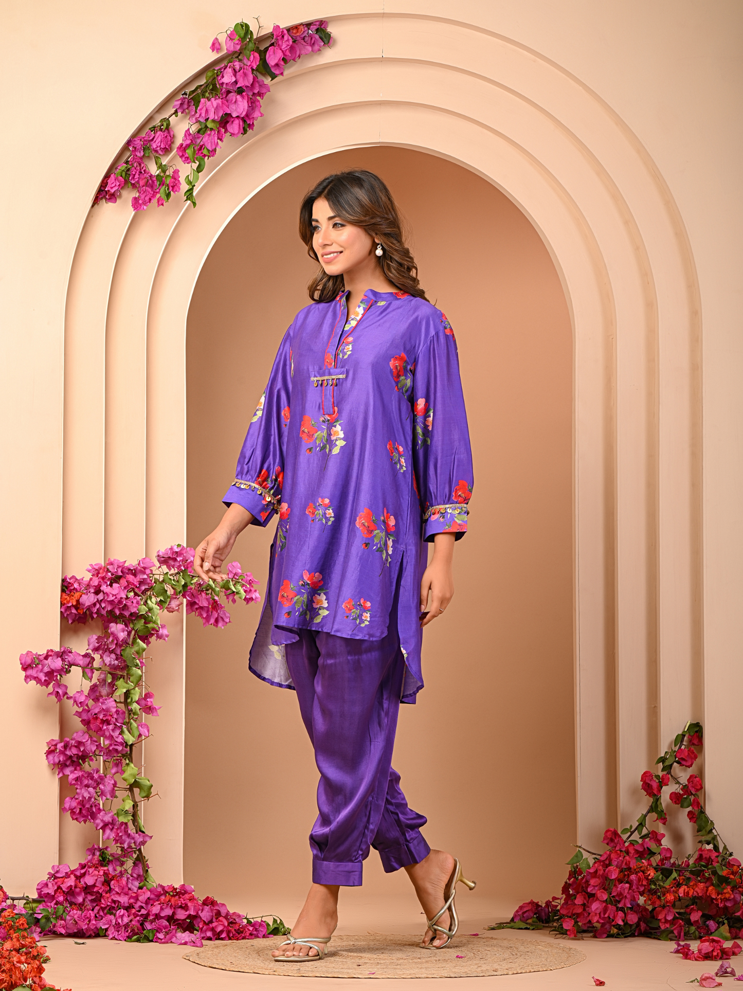 Amethyst Floral Short Kurta Set