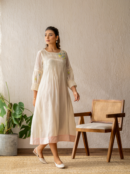 Ivory Resham Roses Dress