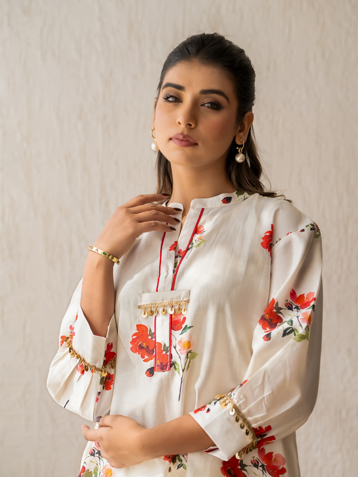 Ivory Bloom Short Kurta Set