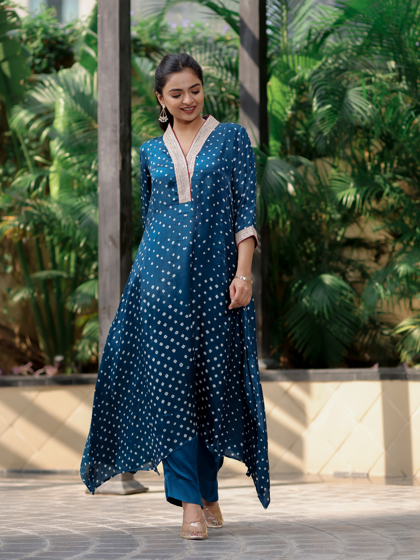 Blue Bhandej Kurta Set