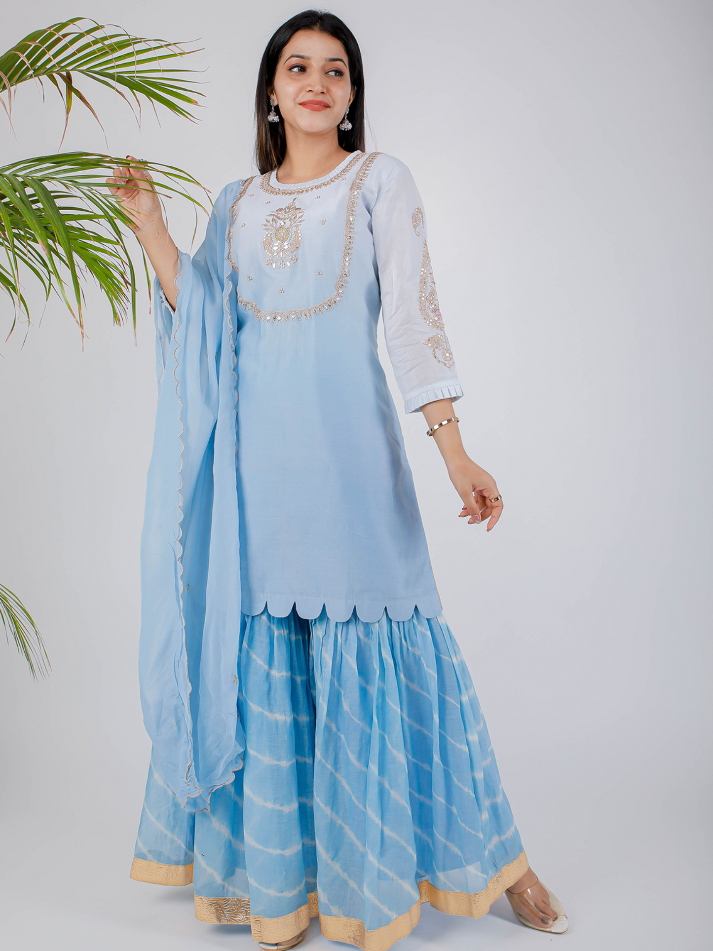 Azure Blue Sharara Set