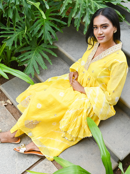 Yellow Tie Dye Kurta Set