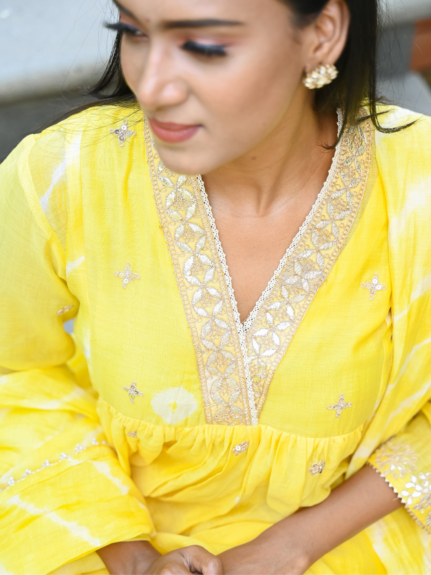 Yellow Tie Dye Kurta Set