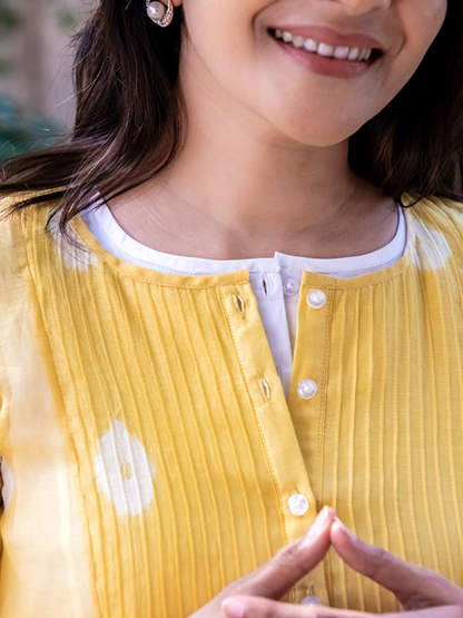 Yellow Bhandej Kurta Set