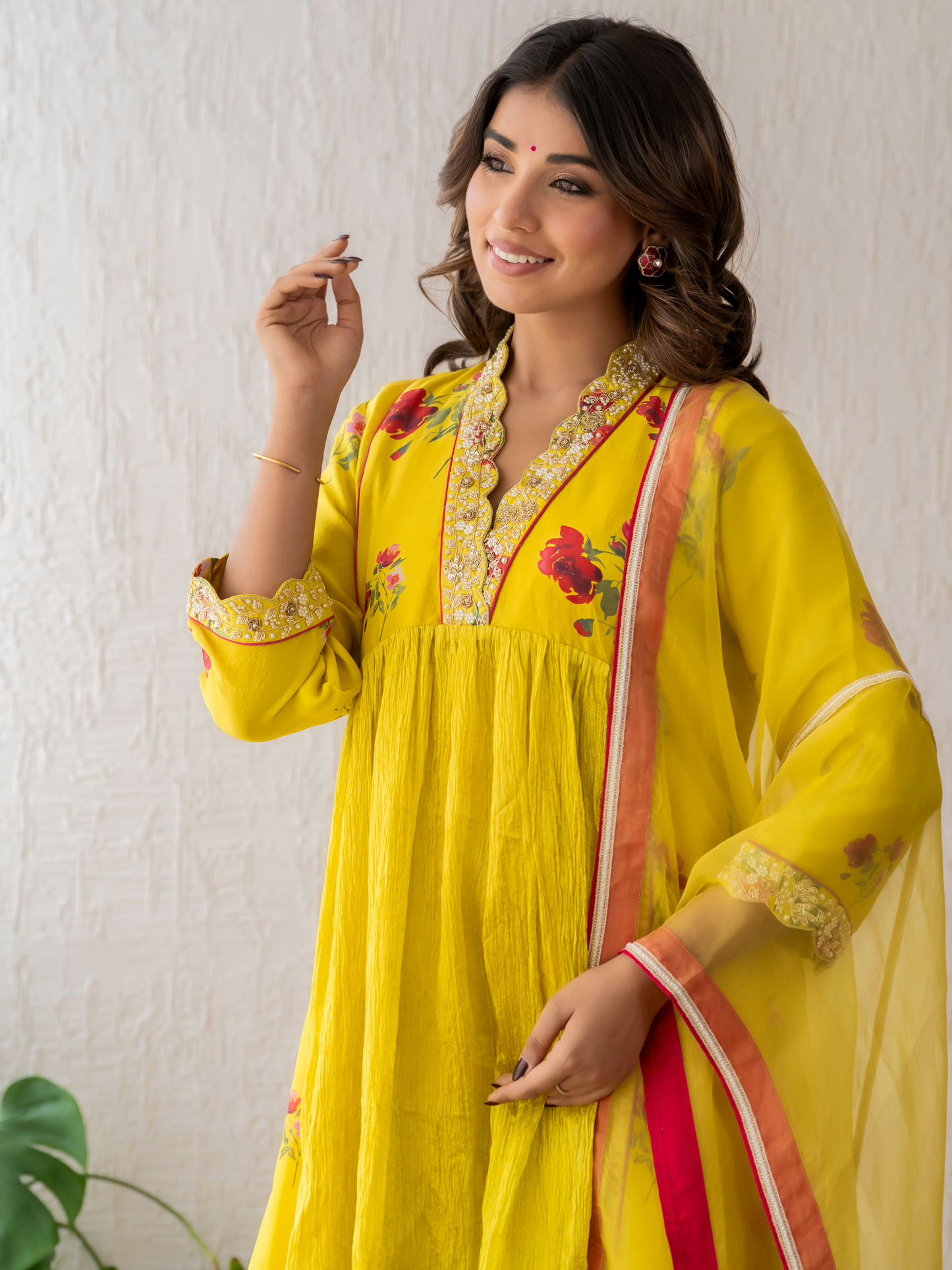 Yellow Floral Kurta Set