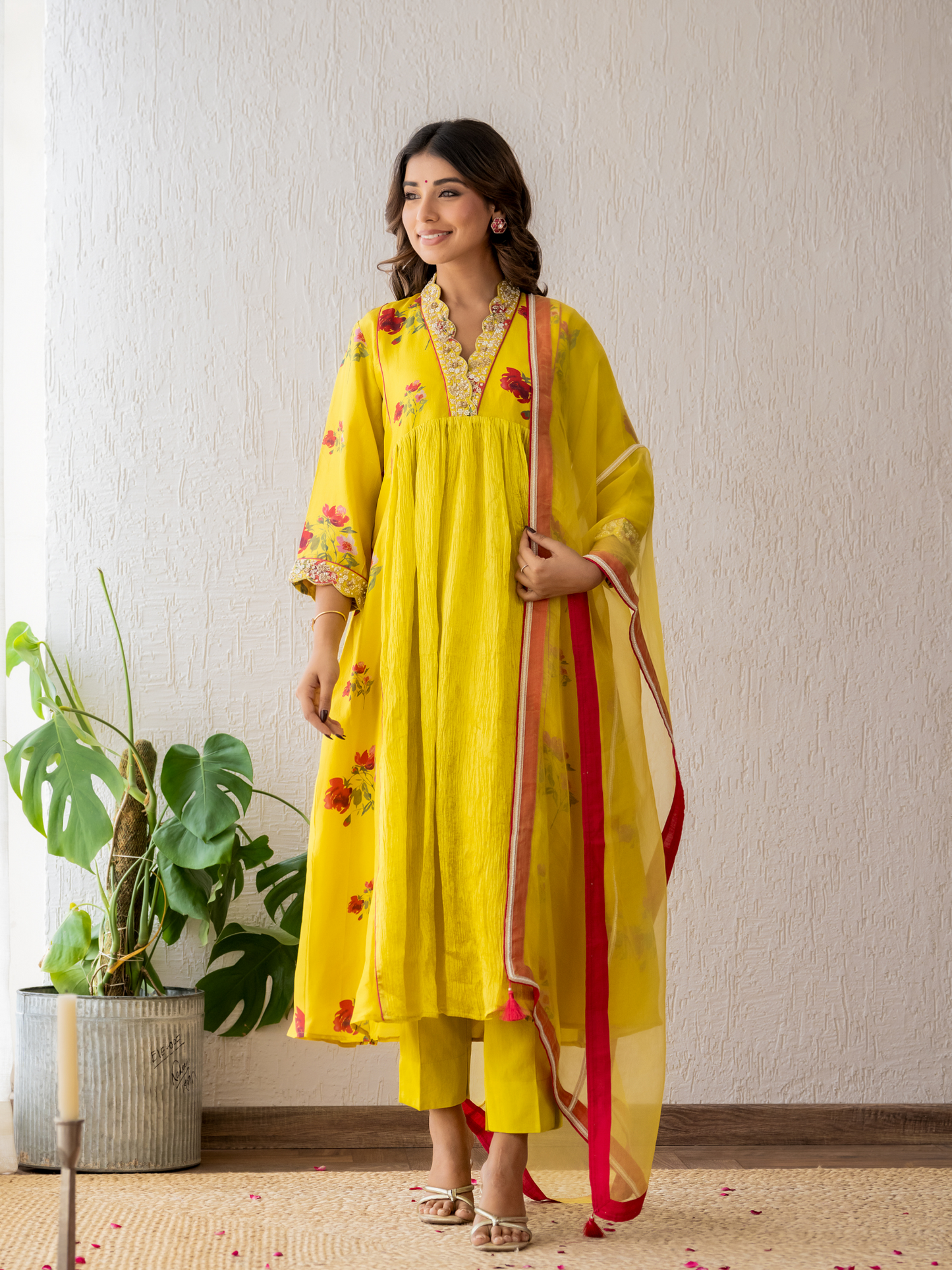 Yellow Floral Kurta Set