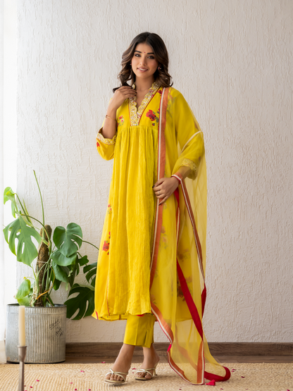 Yellow Floral Kurta Set