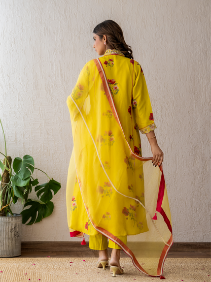 Yellow Floral Kurta Set