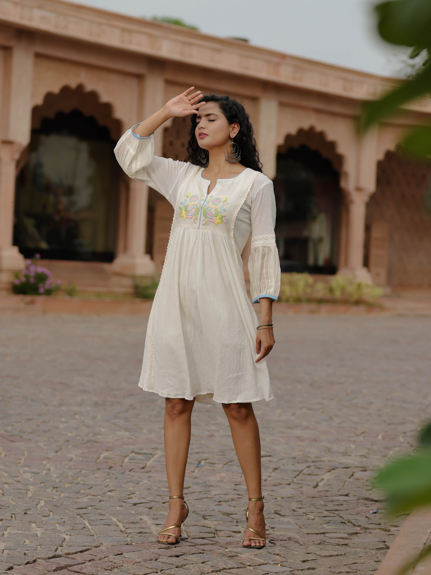 Resham Roses Ivory Dress