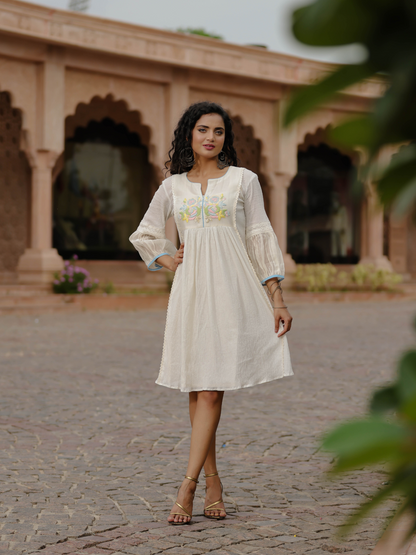 Resham Roses Ivory Dress