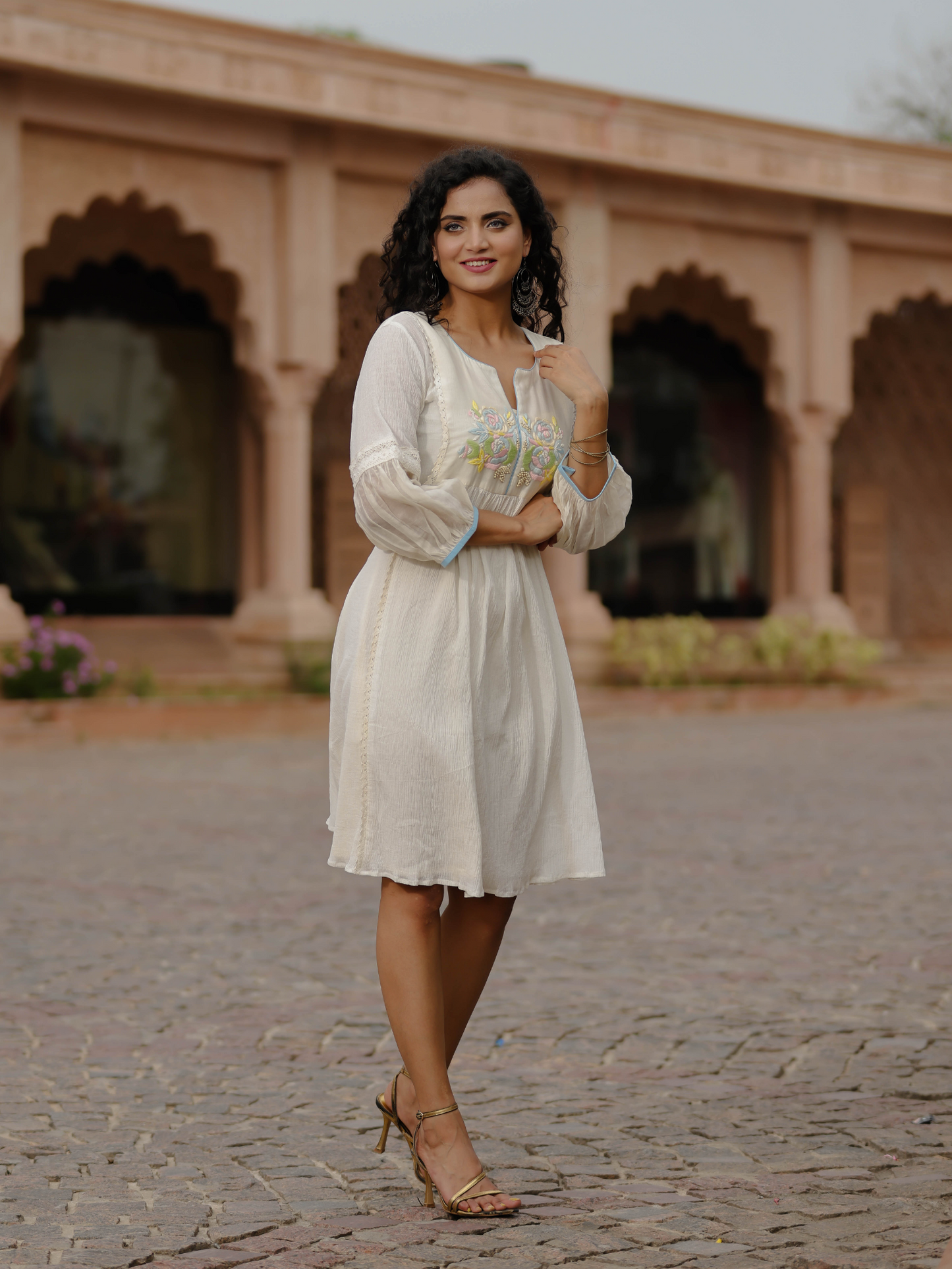 Resham Roses Ivory Dress