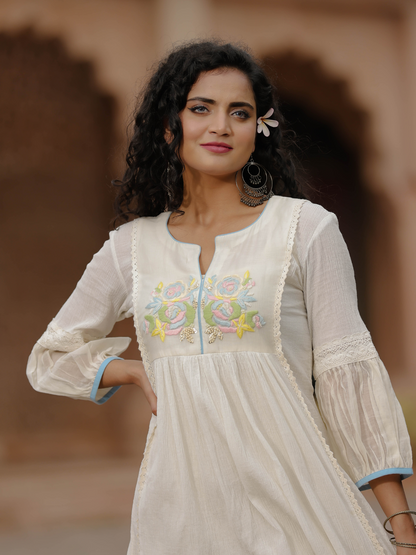 Resham Roses Ivory Dress