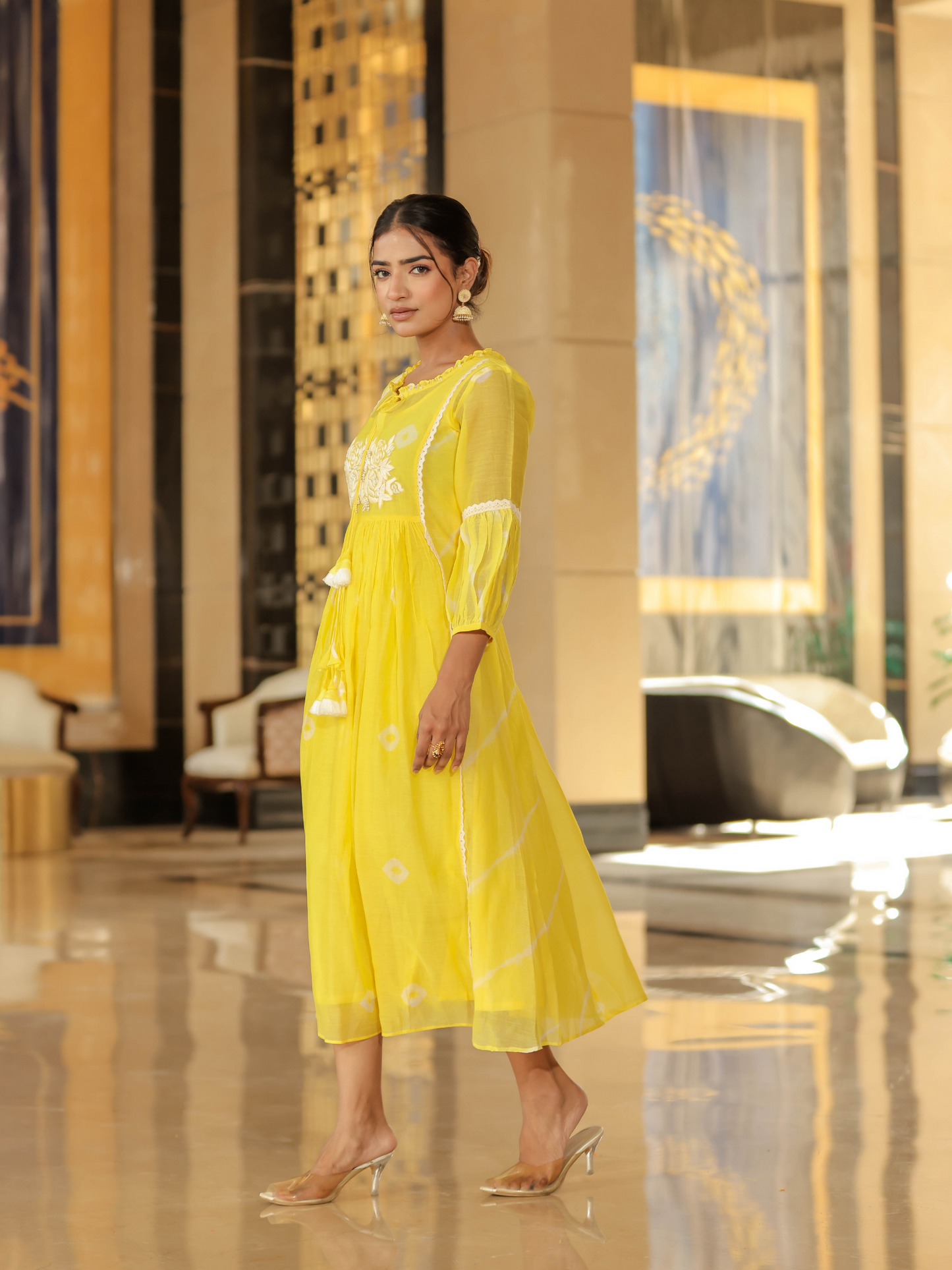 Resham Roses Yellow Dress