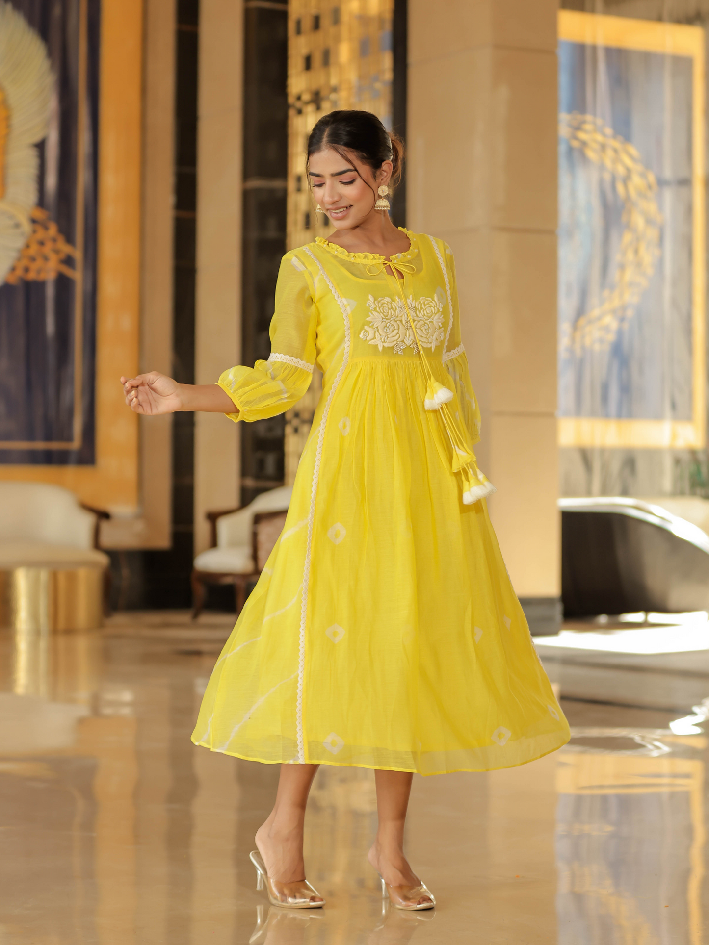 Resham Roses Yellow Dress