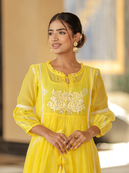 Resham Roses Yellow Dress