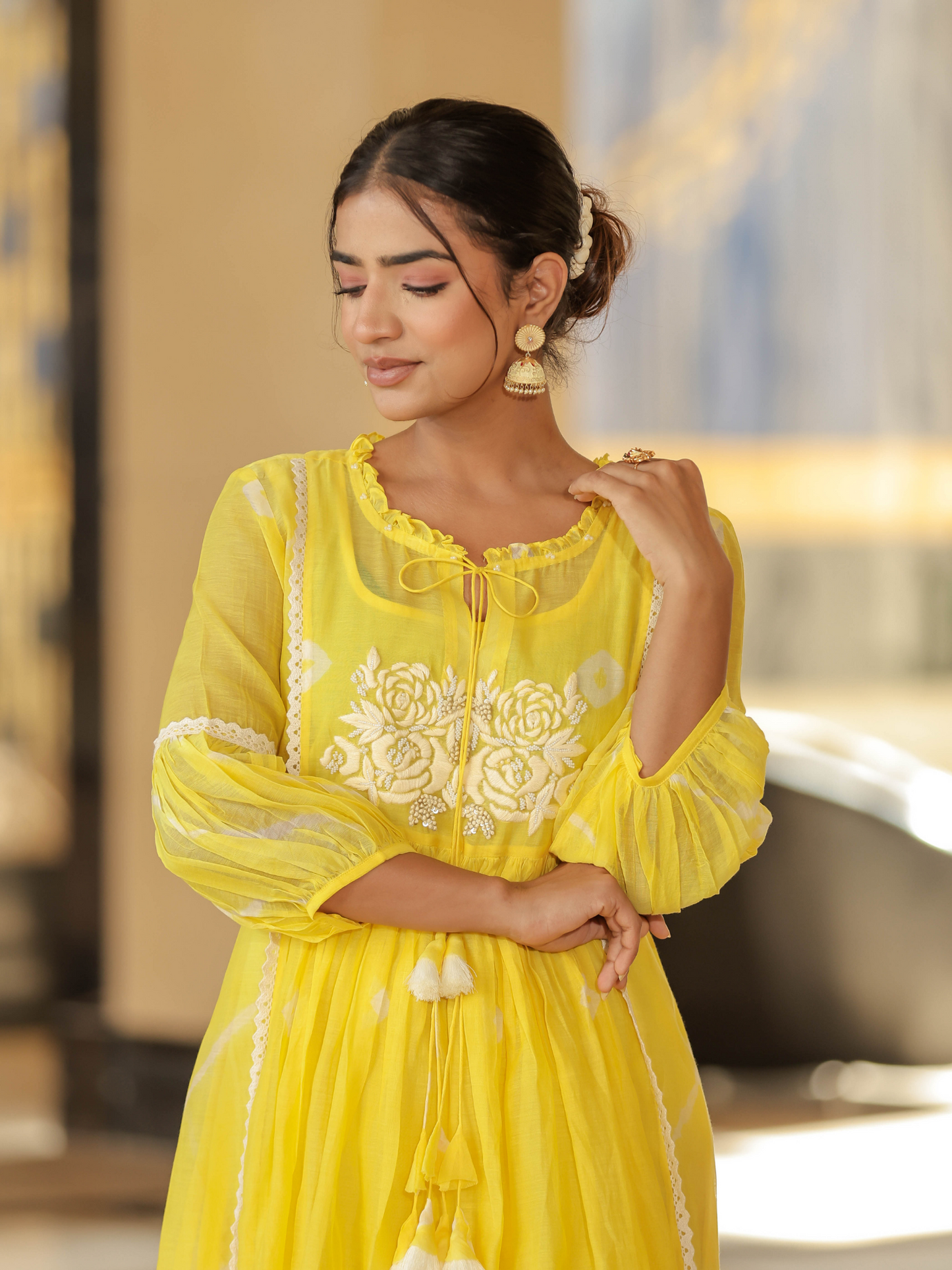 Resham Roses Yellow Dress