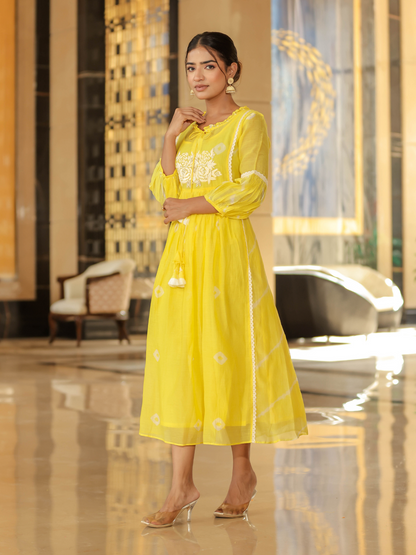 Resham Roses Yellow Dress