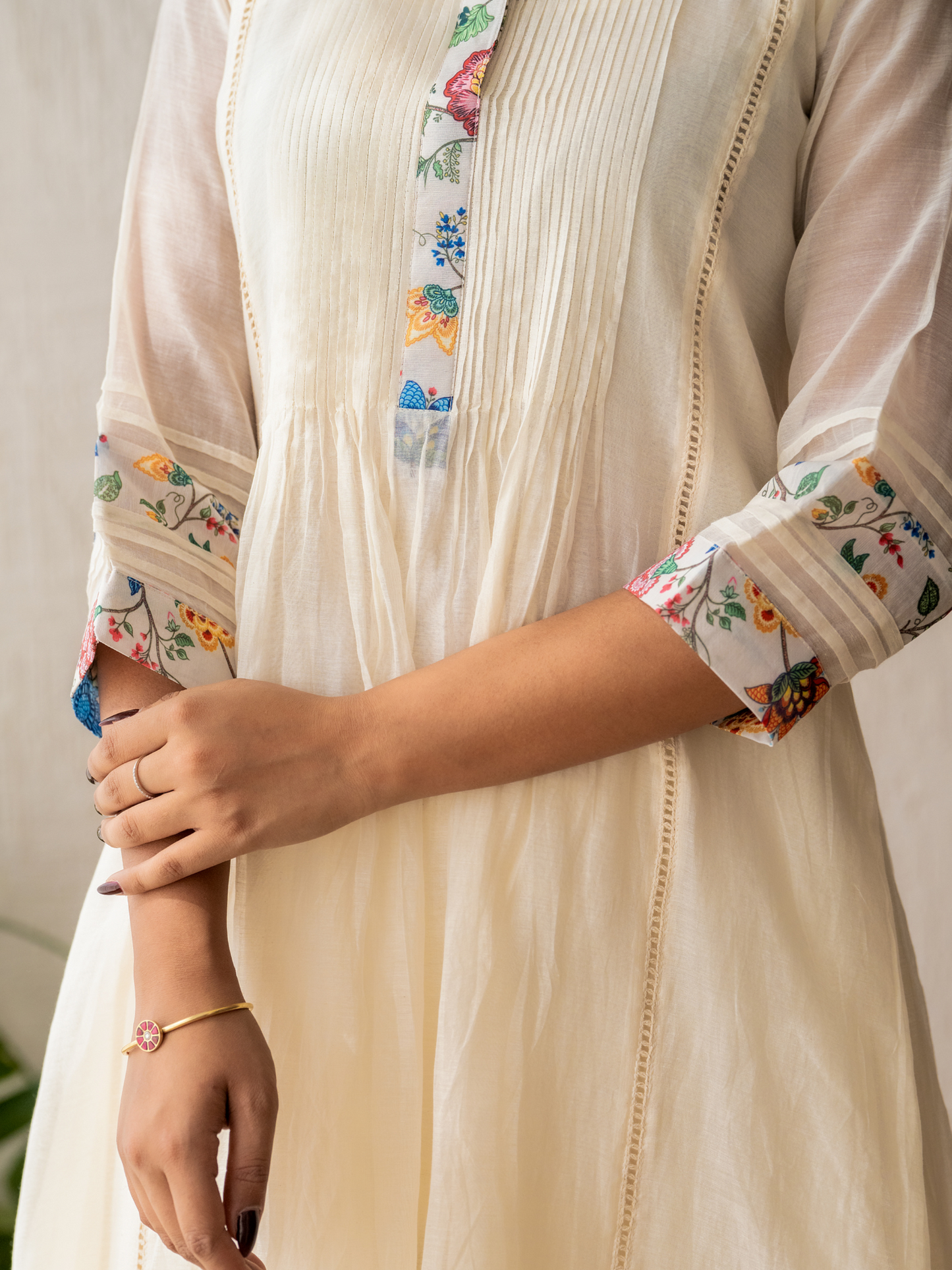 Ivory Pleated Kurta Set