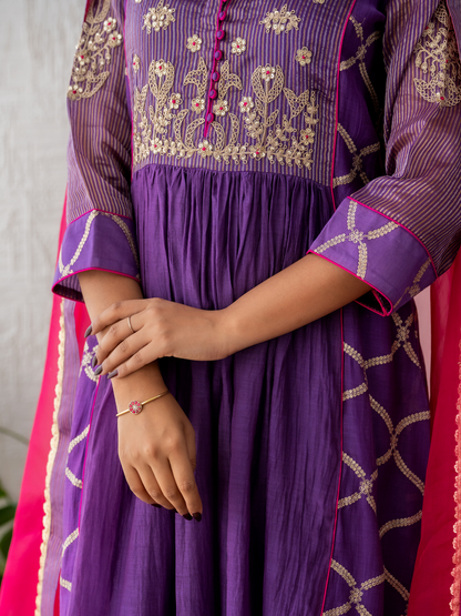 Purple Zari Suit Set