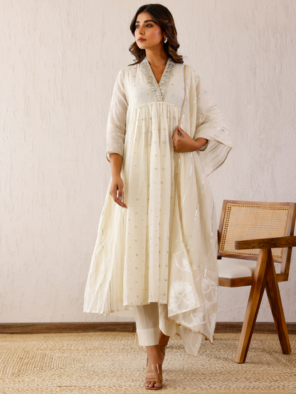 Ivory Silvat Gota Kurta Set