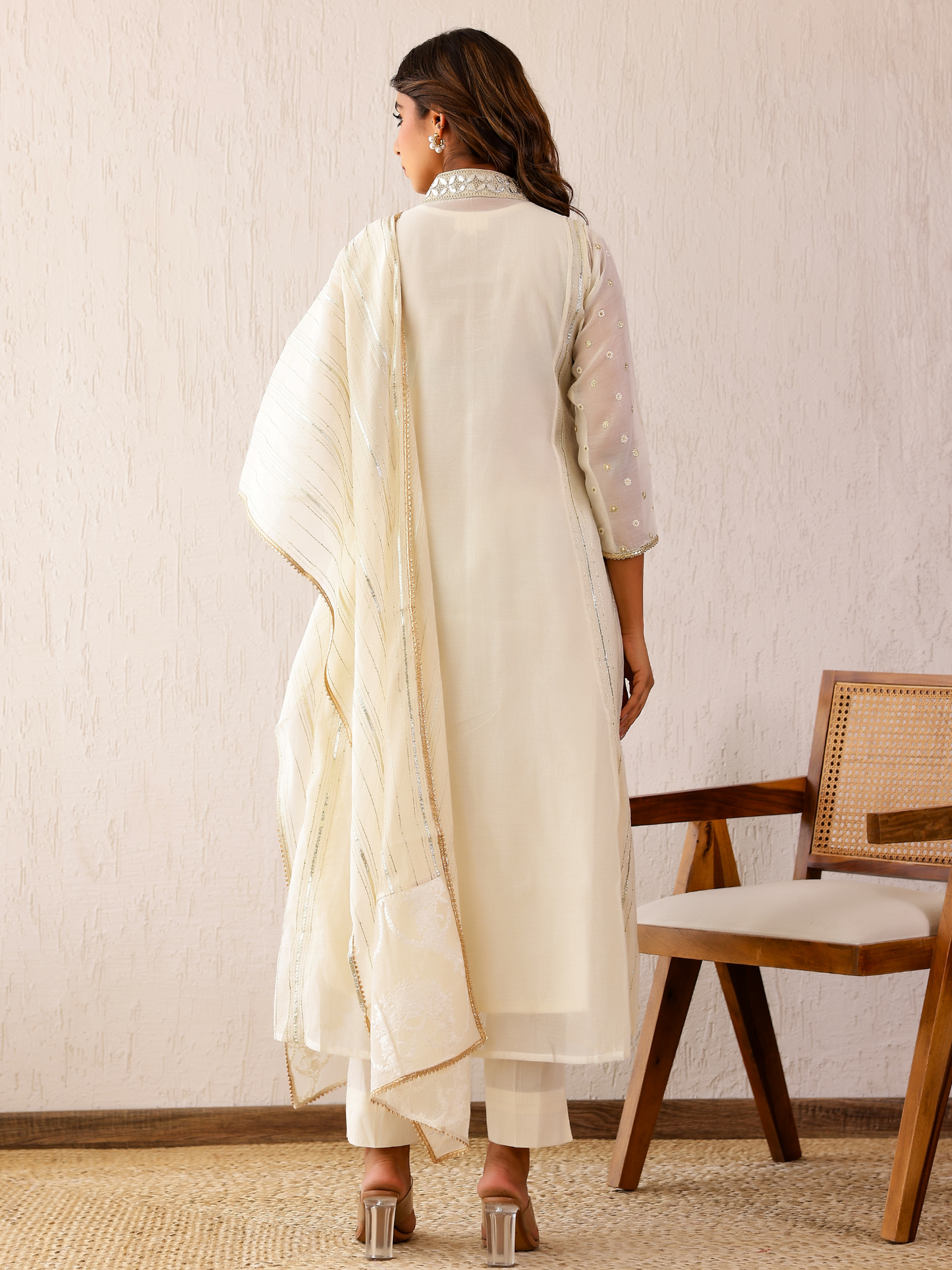 Ivory Silvat Gota Kurta Set