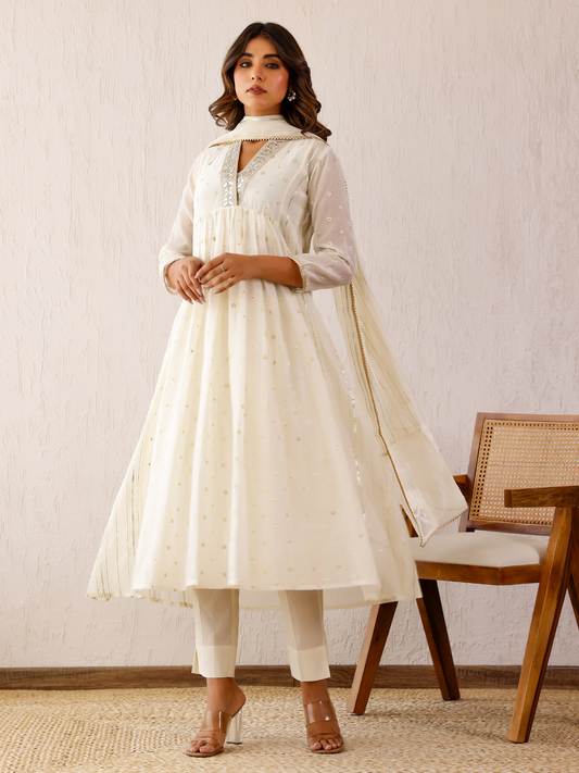 Ivory Silvat Gota Kurta Set