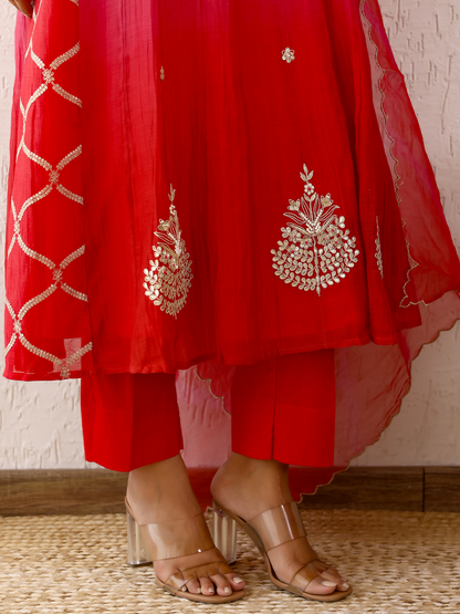 Red Zari Sitaara Anarkali