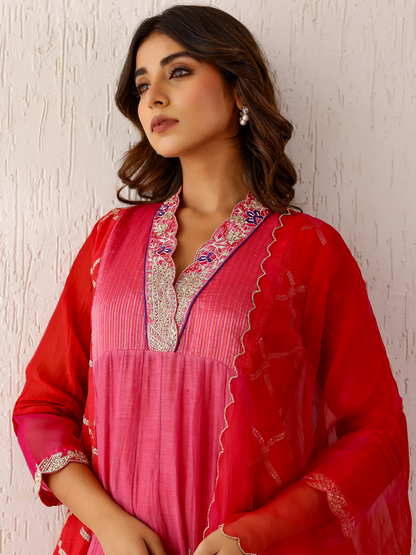 Red Zari Sitaara Anarkali