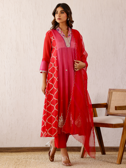 Red Zari Sitaara Anarkali