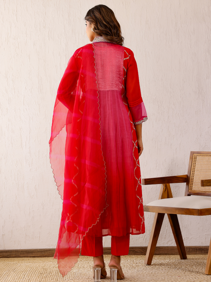 Red Zari Sitaara Anarkali