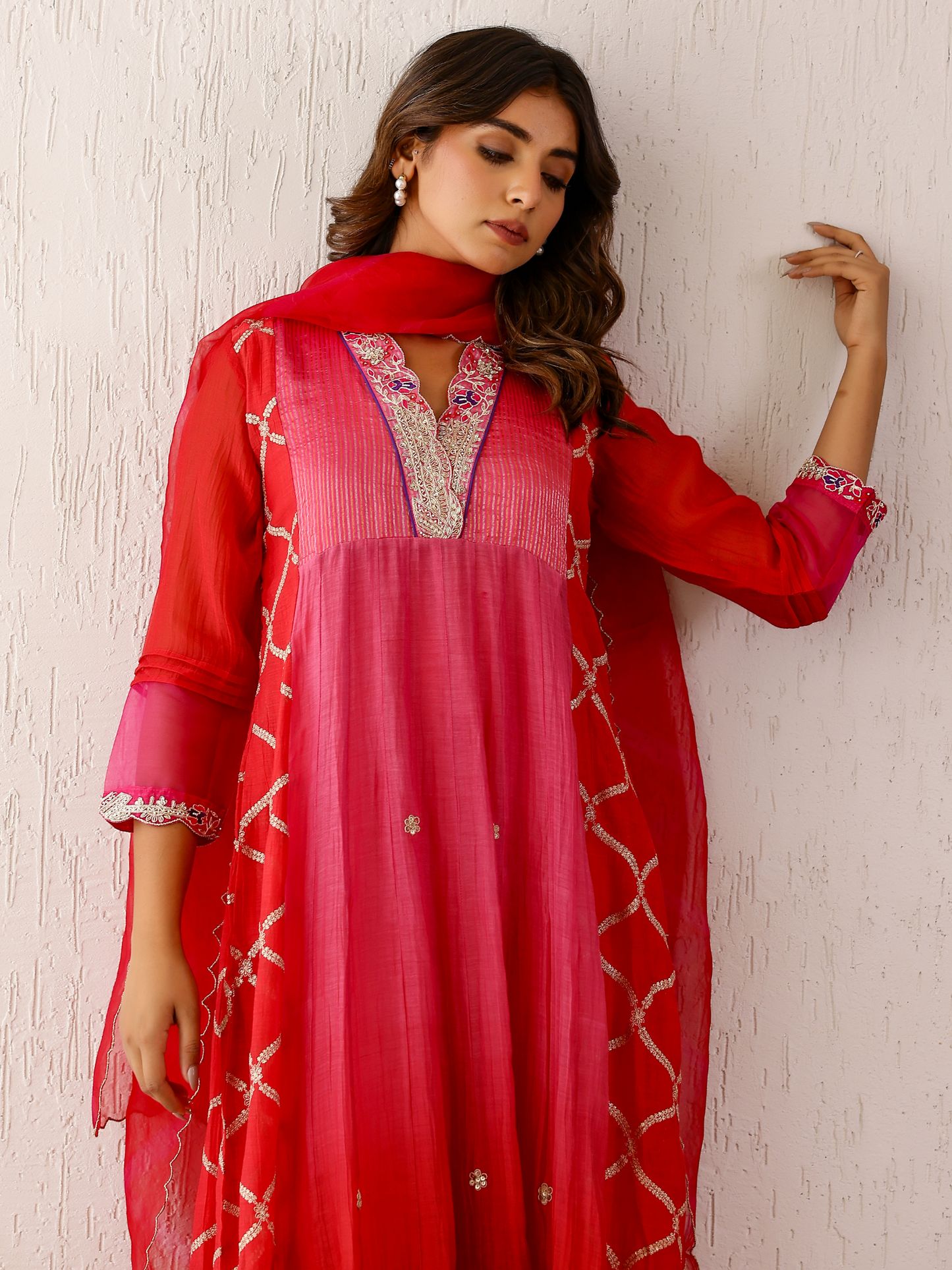 Red Zari Sitaara Anarkali