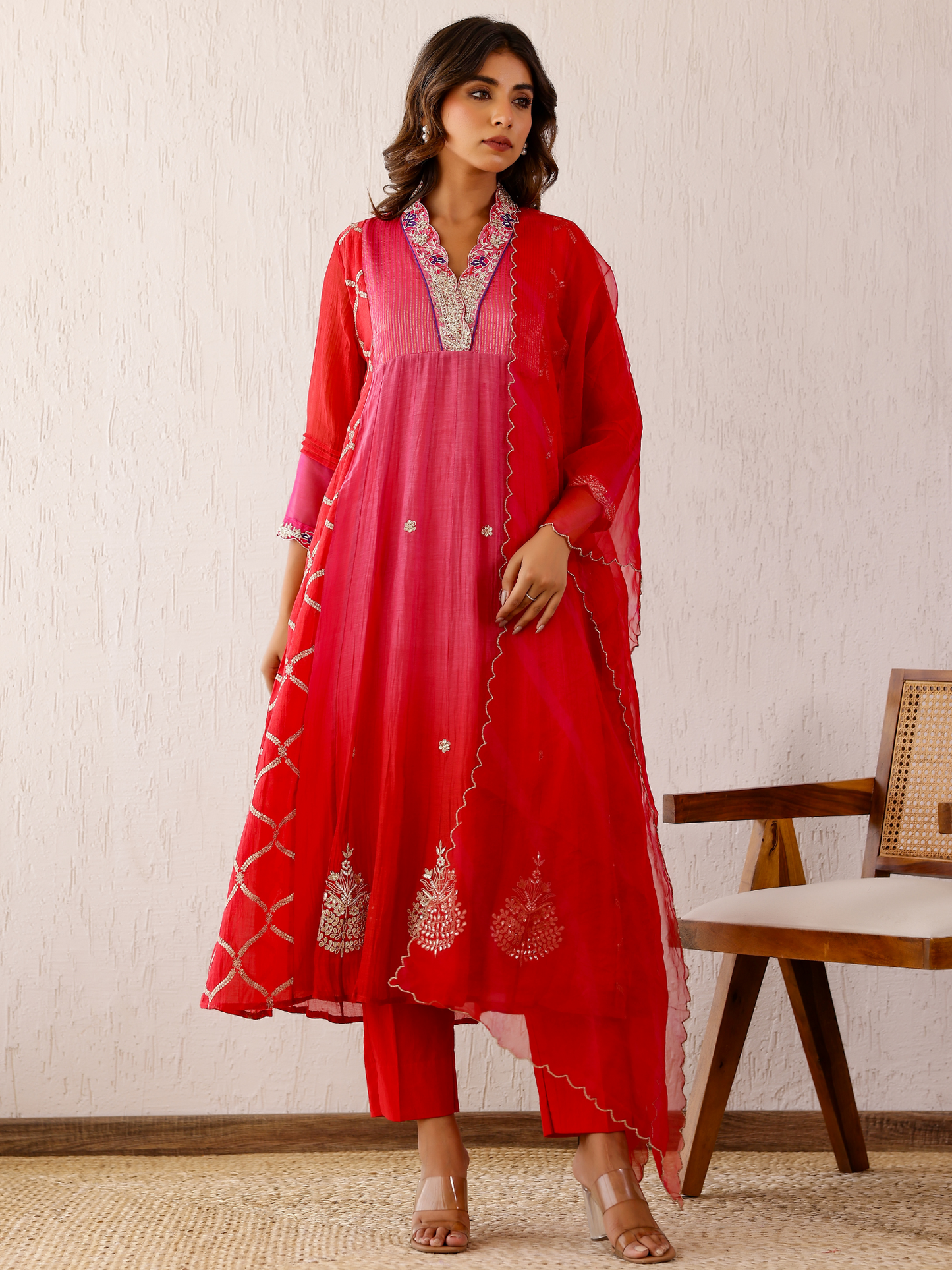 Red Zari Sitaara Anarkali