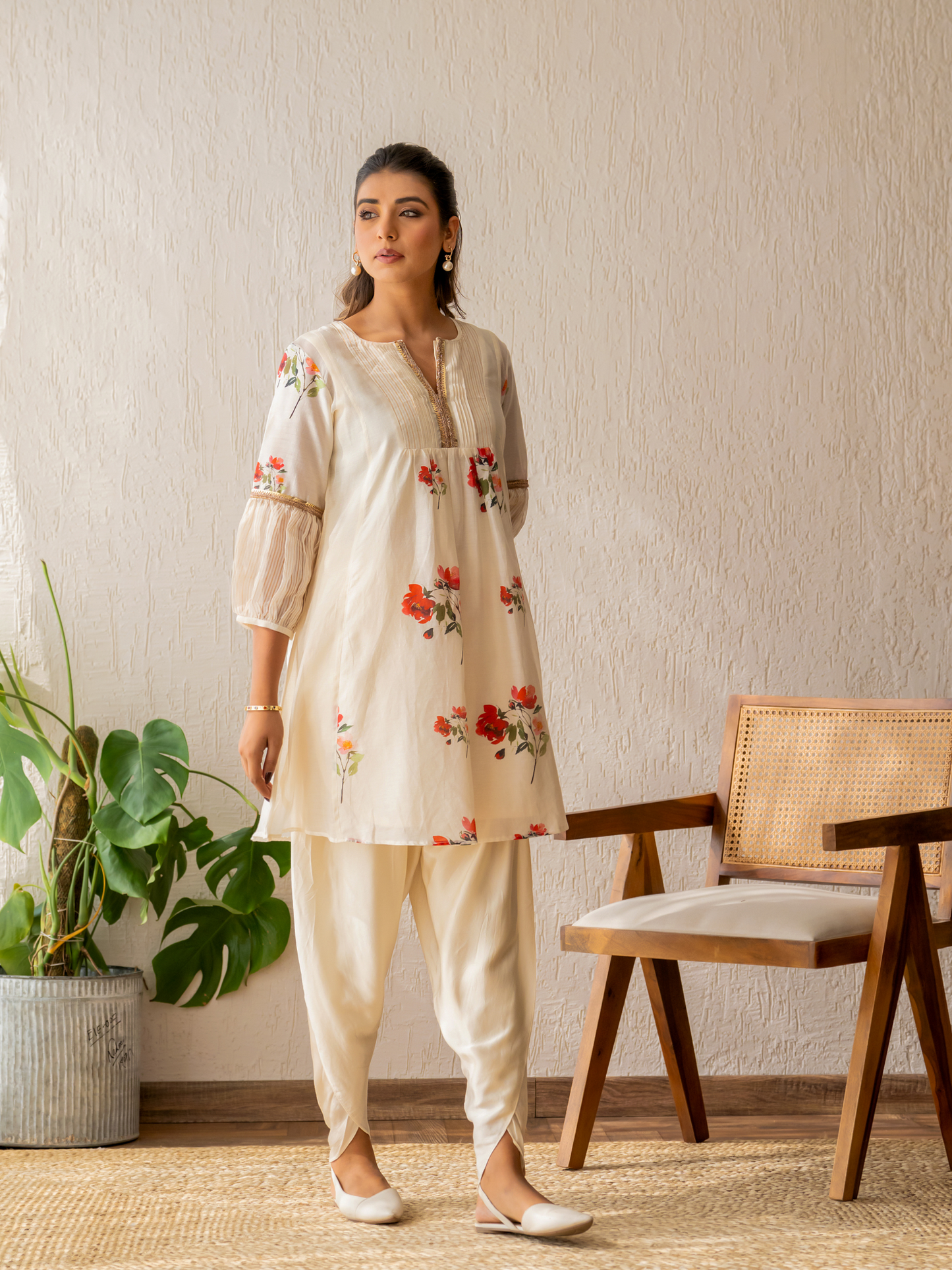 Ivory Bloom Kurta Dhoti Set