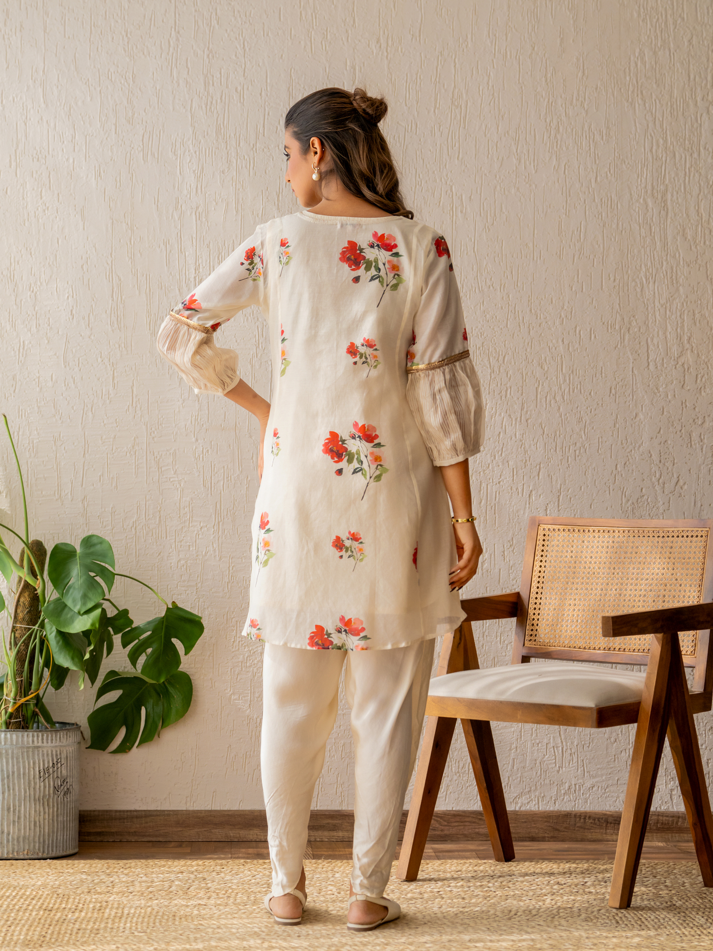 Ivory Bloom Kurta Dhoti Set