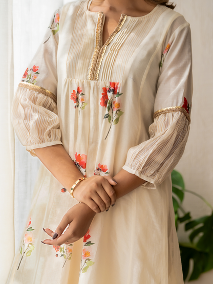 Ivory Bloom Kurta Dhoti Set