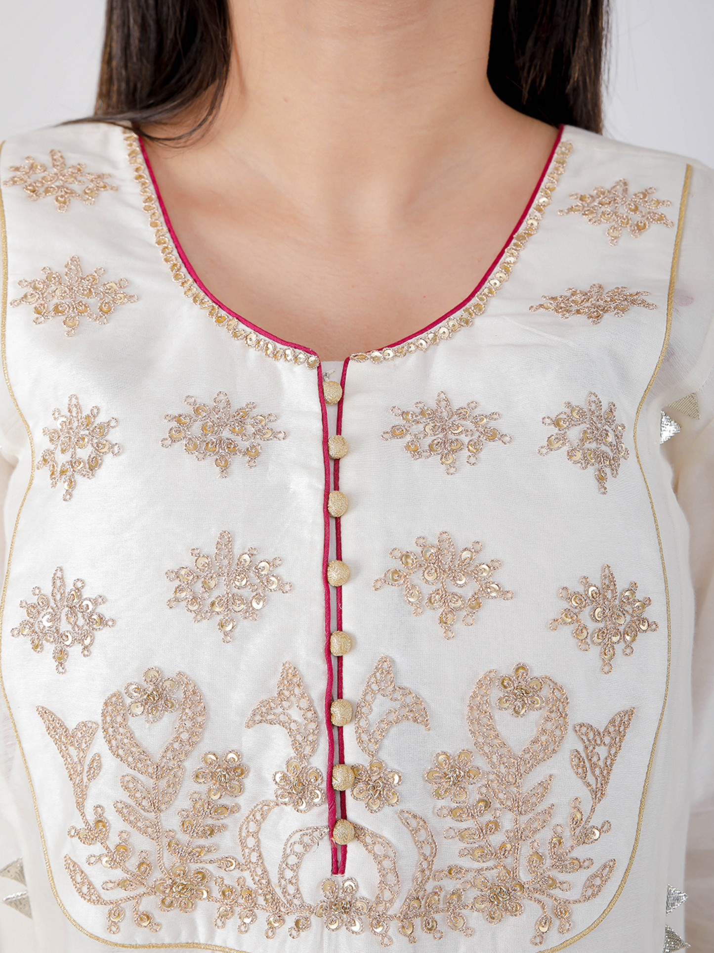 Ivory Mughal Marodi Kurta Set