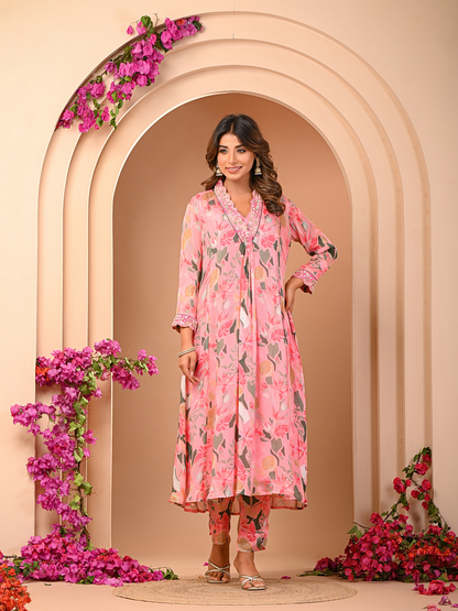 Pink Floral Kurta Set