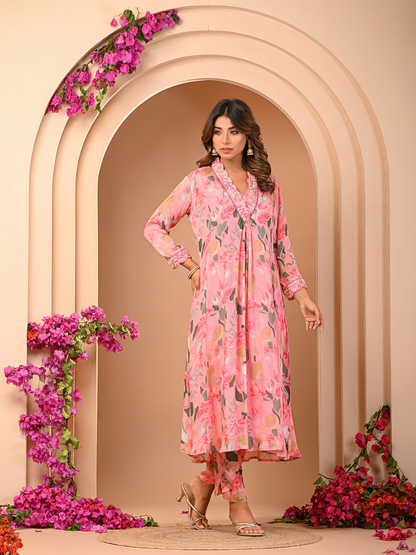 Pink Floral Kurta Set