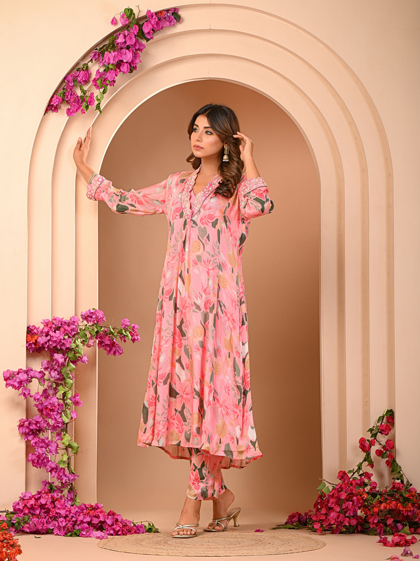 Pink Floral Kurta Set